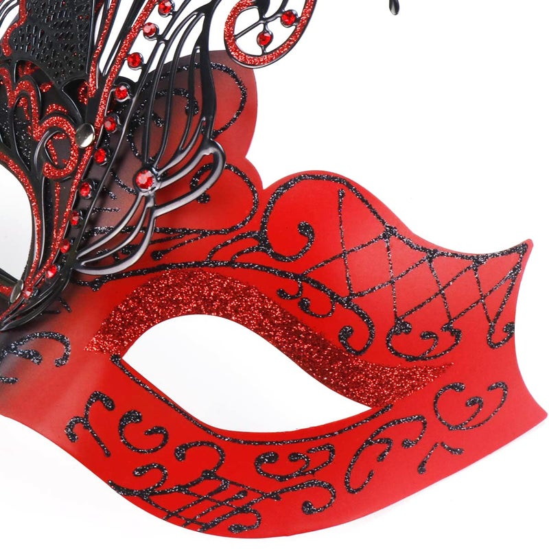Coddsmz Mysterious Venetian Butterfly Lady Masquerade Halloween Party Mask (Black&red) - Image 5